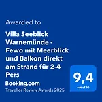 Villa Seeblick Warnemünde - Fewo mit Meerblick und Balkon direkt am Strand für 2-4 Pers